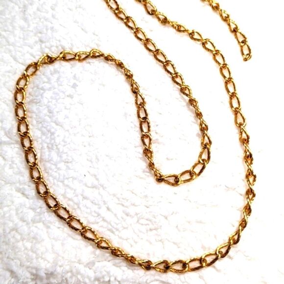 Vintage Napier Goldtone Chain Link Necklace w/ Brass Tin Container - Picture 8 of 13